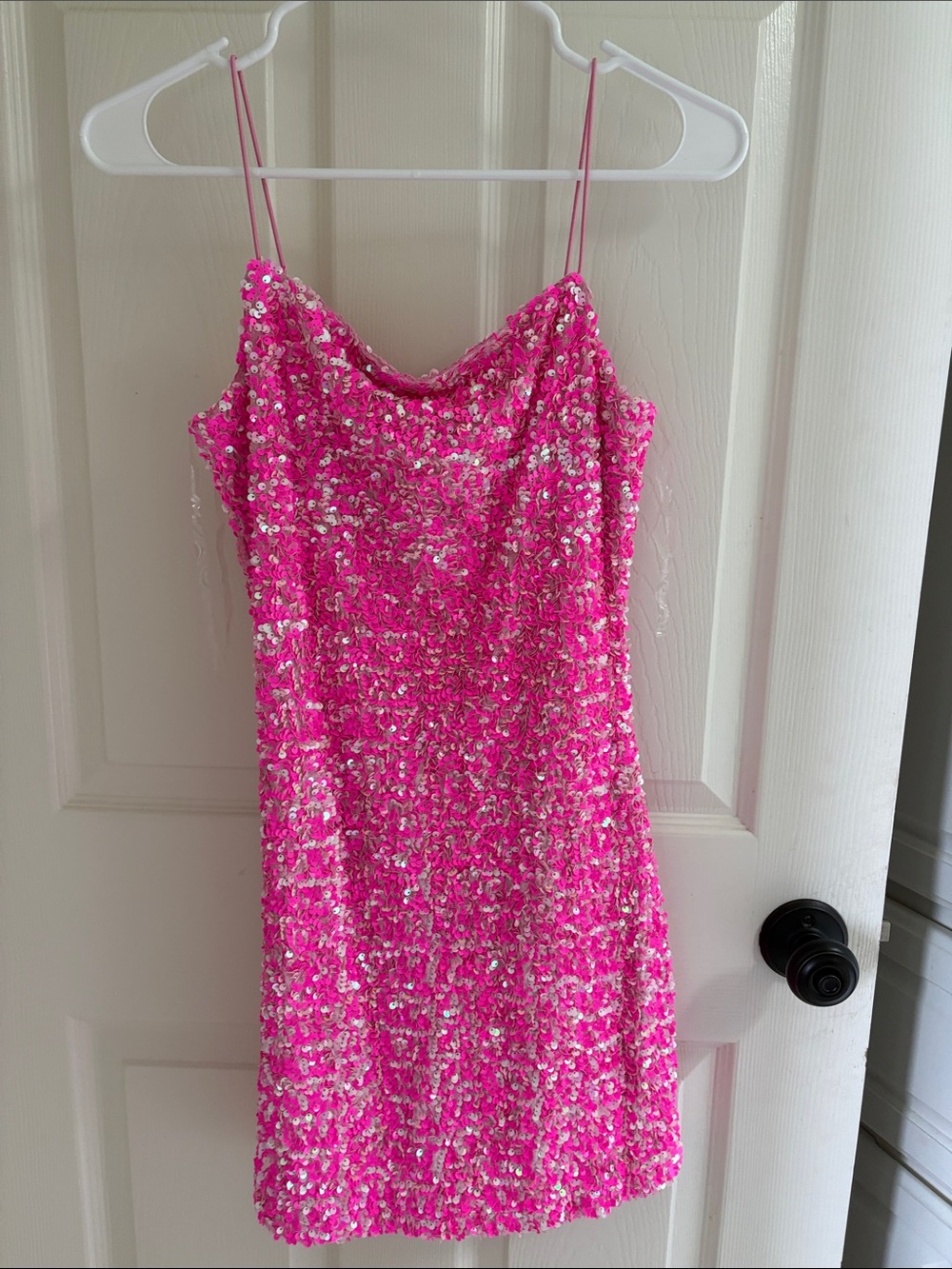 Hot Pink Sequin Slip Dress